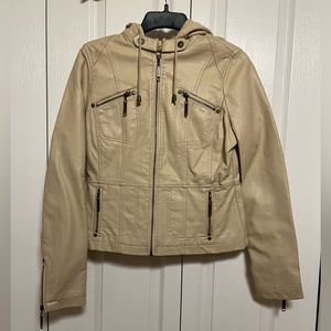 Beige Junior’s Medium Faux Leather Jacket by Jou Jou
